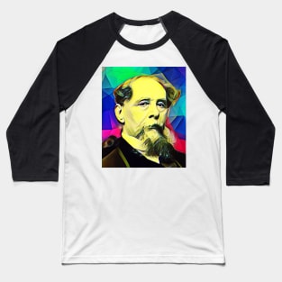 Charles Dickens Colourful Portrait | charlles dickens artwork 6 Baseball T-Shirt